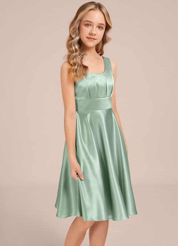 Robe Trapèze Satinée Menthe Douce - gallery 2