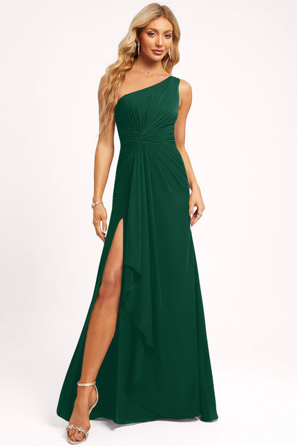 Robe Trapèze Verte Mousseline À Volants - gallery 2