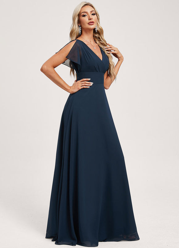 Robe Trapèze Longue Beige Élégante - gallery 2