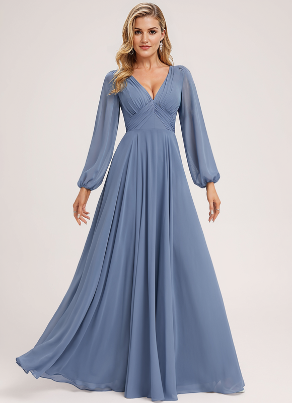 Robe Trapèze Longue Beige Élégante - gallery 3