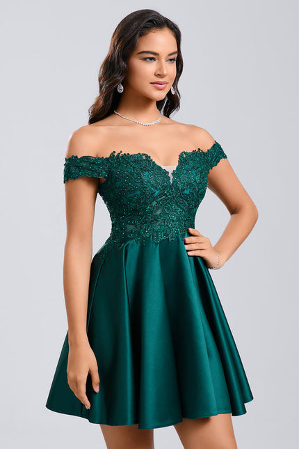 Robe Trapèze Éclat Émeraude Satiné - gallery 2