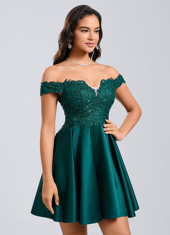 Robe Trapèze Éclat Émeraude Satiné - gallery 2