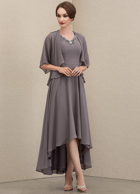 Robe Trapèze Gris Satiné Élégant - gallery 3