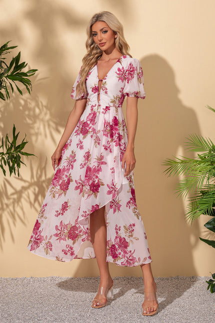 Robe Trapèze Nuit Fleurie Asymétrique - gallery 1