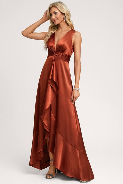 Robe Trapèze Satin Bleu Élégant - gallery 5