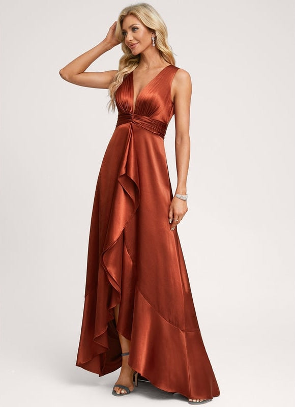 Robe Trapèze Satin Bleu Élégant - gallery 5
