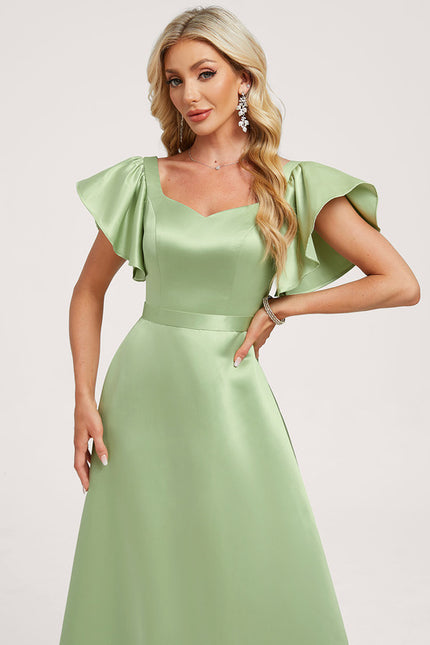 Robe Trapèze Fluide Vert Pâle - gallery 3