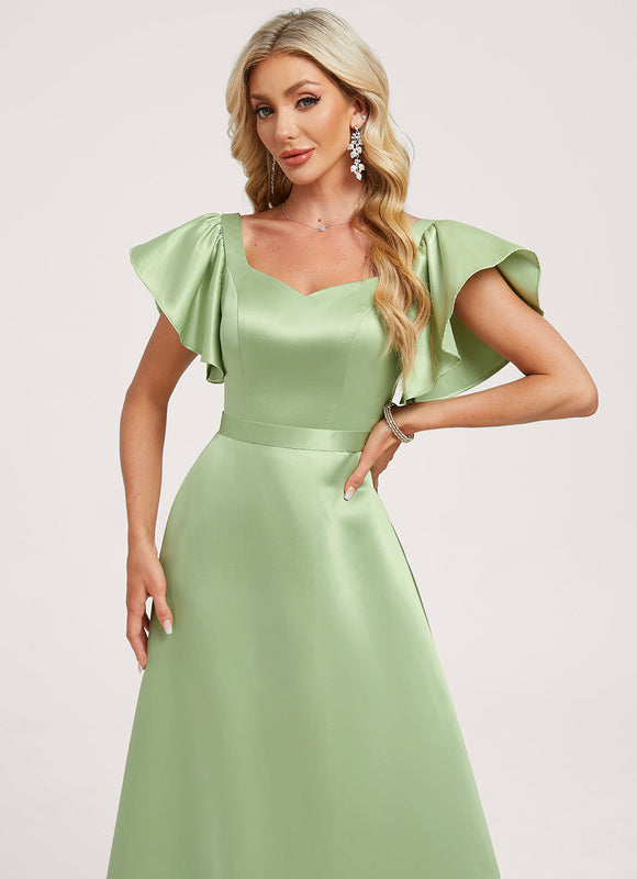 Robe Trapèze Fluide Vert Pâle - gallery 3