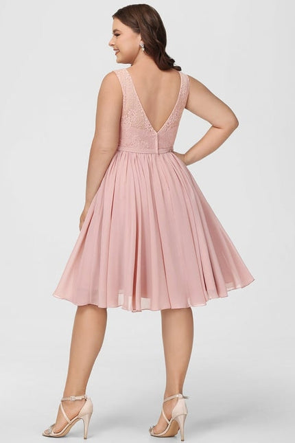 Robe Trapèze Rose Pastel Dentelle Mousseline - gallery 8