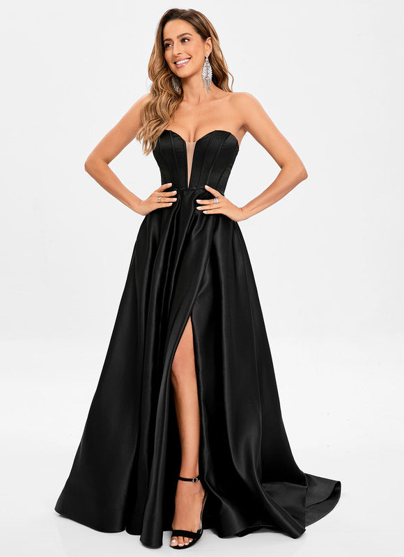 Robe Trapèze Satin Royal - gallery 1
