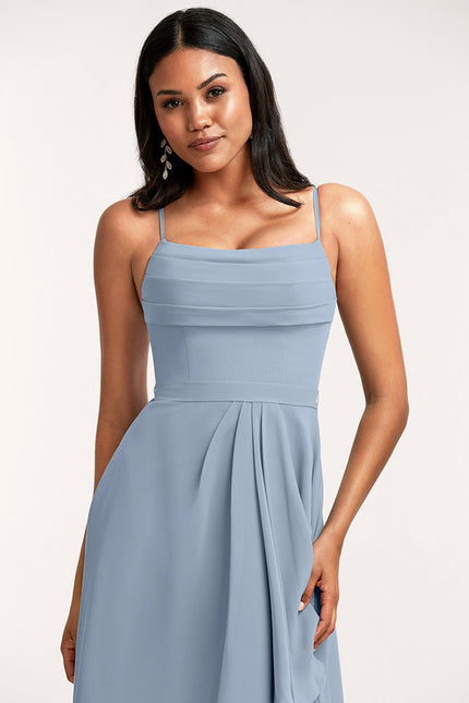 Robe Trapèze Mousseline Céleste - gallery 4