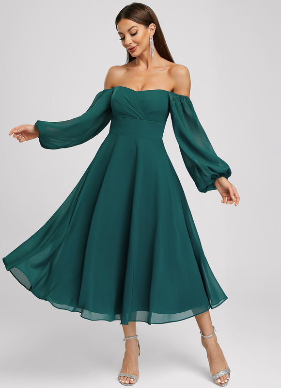 Robe Trapèze Émeraude Aérienne - gallery 5