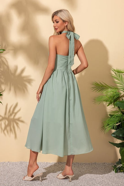 Robe Trapèze Élégance Sombre Midi - gallery 5