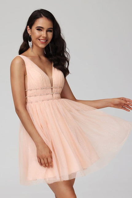 Robe Trapèze Rose Poudré Élégant - gallery 5