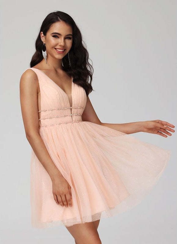 Robe Trapèze Rose Poudré Élégant - gallery 5