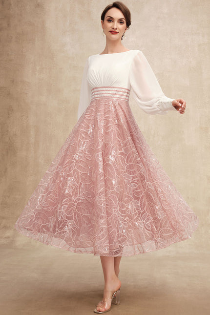 Robe Trapèze Chiffon Rosée - gallery 4