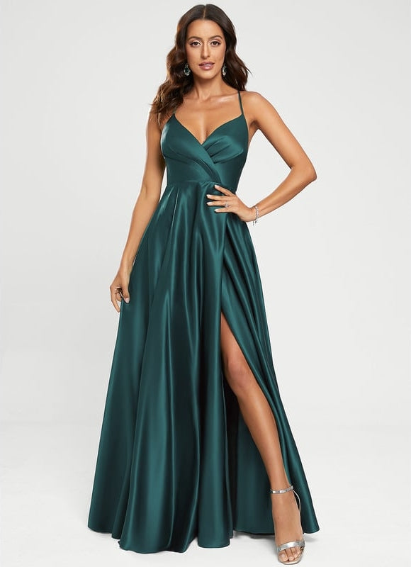 Robe Trapèze Éclat Satiné Doré