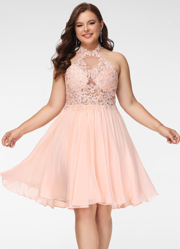 Robe Trapèze Éclat Pêche Rosée - gallery 5