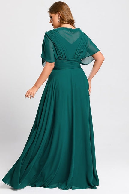 Robe Trapèze Verte Soirée Plissée Perlée - gallery 8