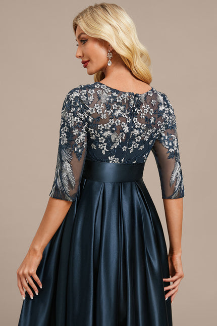 Robe Trapèze Satinée Florale - gallery 6