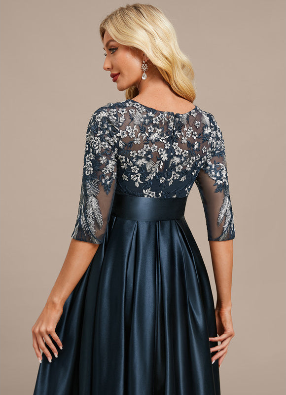 Robe Trapèze Satinée Florale - gallery 6