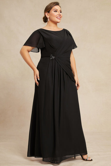 Robe Trapèze Noire Plissée Mousseline - gallery 8