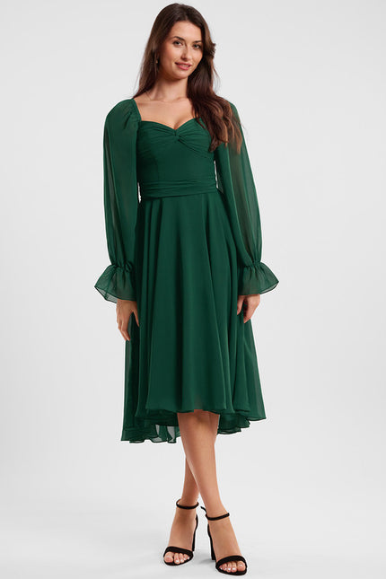 Robe Trapèze Flottante Verte - gallery 3