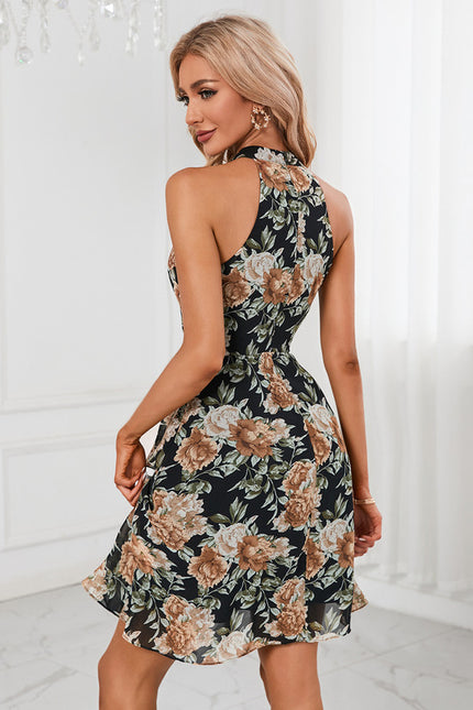 Robe Trapèze Fleurie Asymétrique Chic - gallery 5