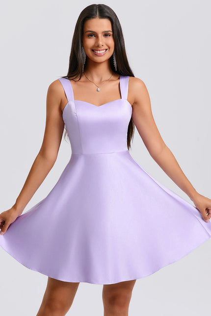 Robe Trapèze Satinée Lavande - gallery 3
