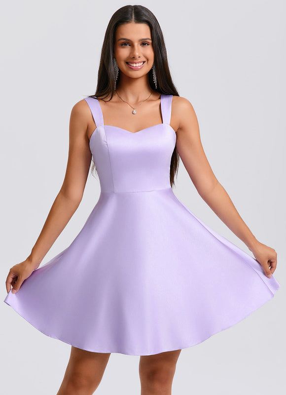 Robe Trapèze Satinée Lavande - gallery 3