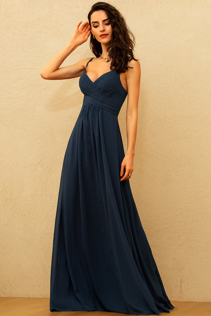 Robe Trapèze Bleu Élégant Longue - gallery 4