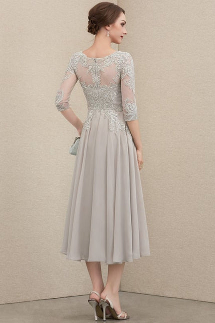 Robe Trapèze Ivoire En Dentelle Et Mousseline - gallery 3