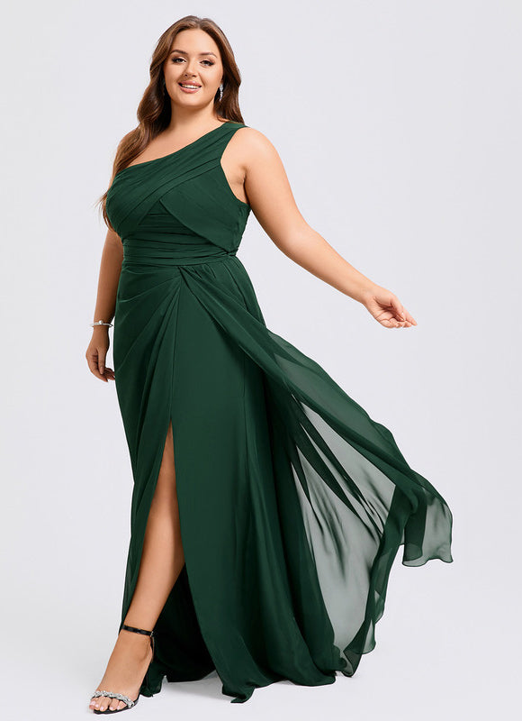 Robe Trapèze Asymétrique Beige - gallery 7