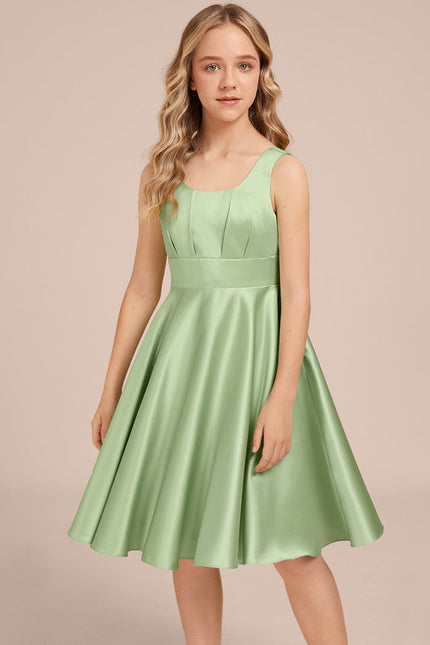 Robe Trapèze Satin Menthe Élégante - gallery 3