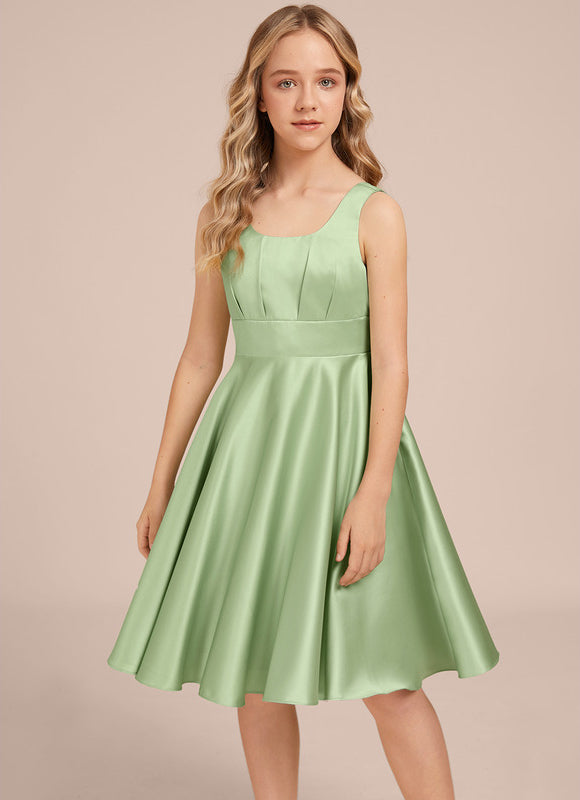 Robe Trapèze Satin Menthe Élégante - gallery 3