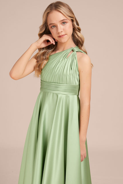 Robe Trapèze Satinée Menthe - gallery 2