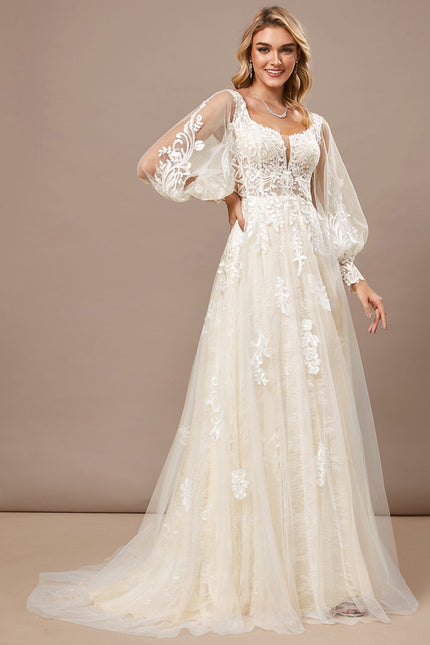 Robe Trapèze De Mariée Éthérée - gallery 5