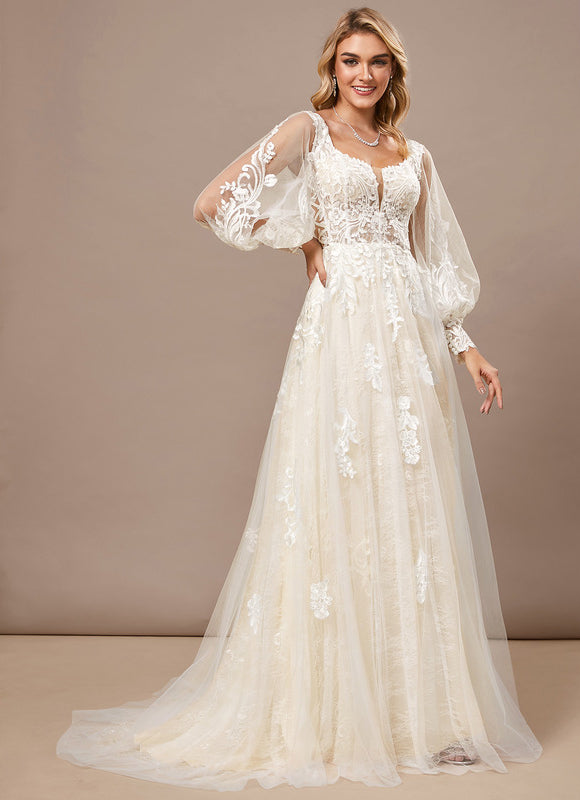 Robe Trapèze De Mariée Éthérée - gallery 5