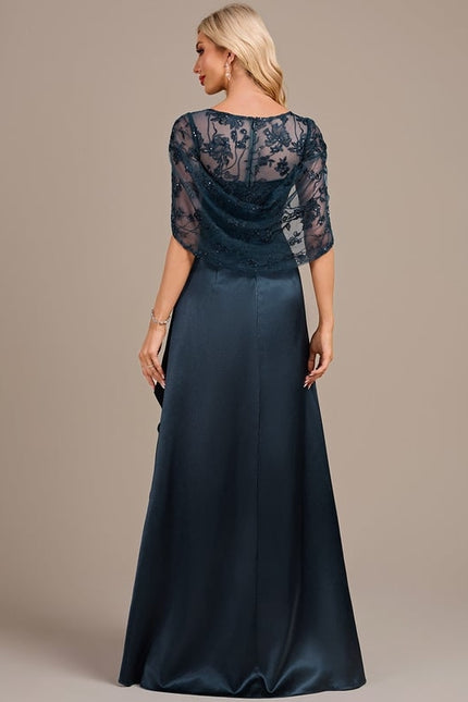Robe Trapèze Élégante Marine - gallery 5