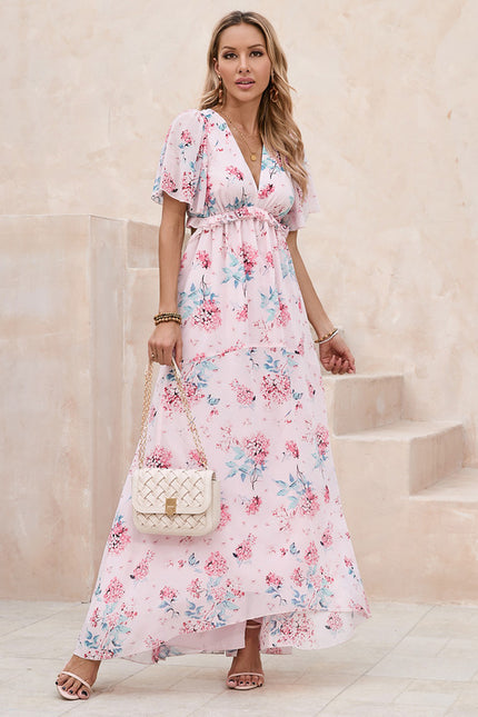 Robe Trapèze Fleur Rose Éthérée - gallery 1