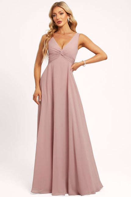 Robe Trapèze Longue Beige Élégante - gallery 3