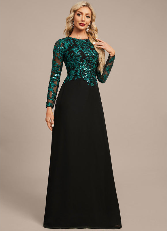 Robe Trapèze Éclat Noir Émeraude - gallery 5