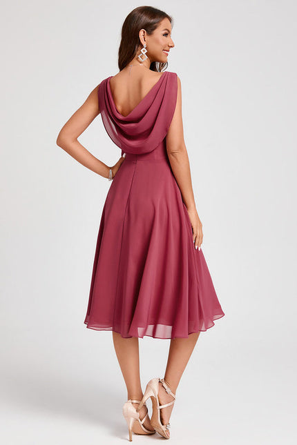 Robe Trapèze Satin Rosé - gallery 2