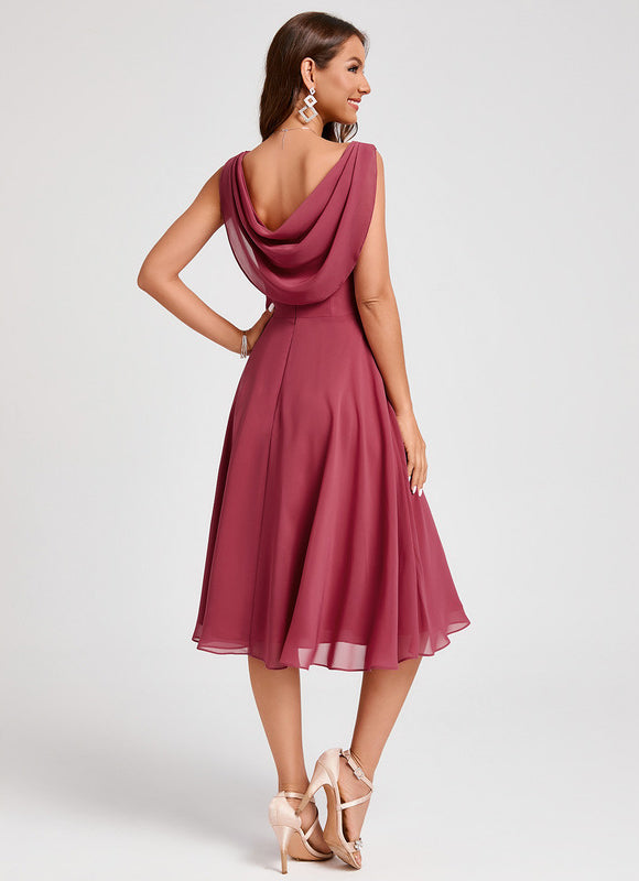 Robe Trapèze Satin Rosé - gallery 2