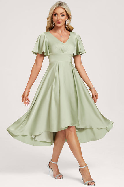 Robe Trapèze Vert Pâle Élégante - gallery 3