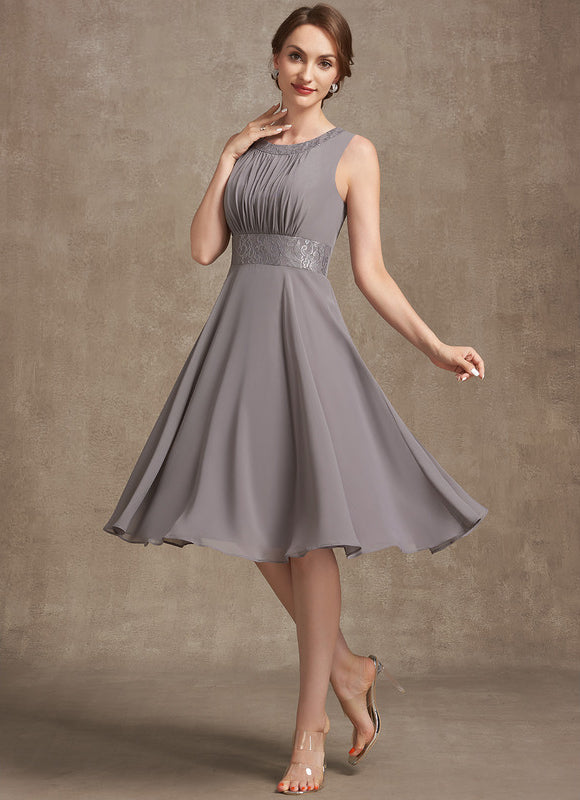 Robe Trapèze Gris Élégant Satiné - gallery 5