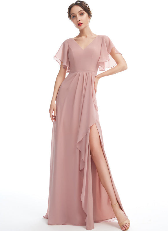 Robe Trapèze Mousseline Fendue - gallery 1