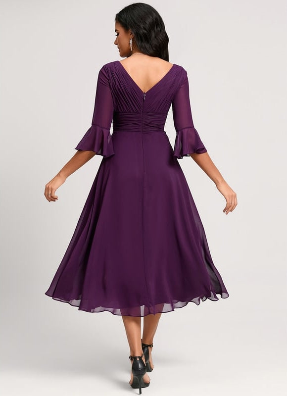 Robe Trapèze Florale Marine - gallery 9