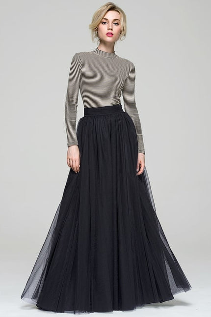 Robe Trapèze Tulle Noir Éthéré - gallery 5