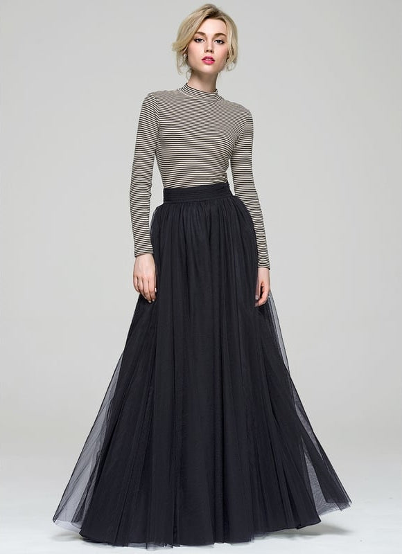 Robe Trapèze Tulle Noir Éthéré - gallery 5